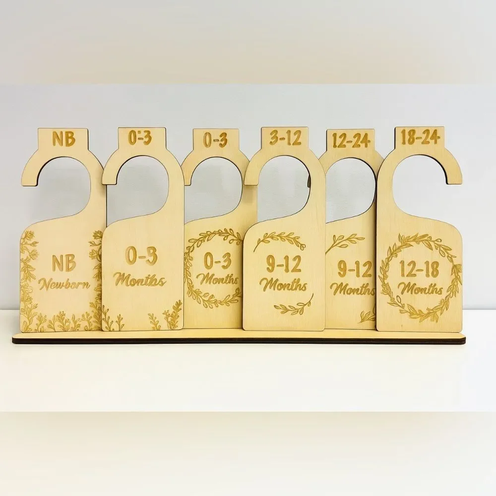 Baby clothing‎ dividers little miracles wooden hanging size organizers